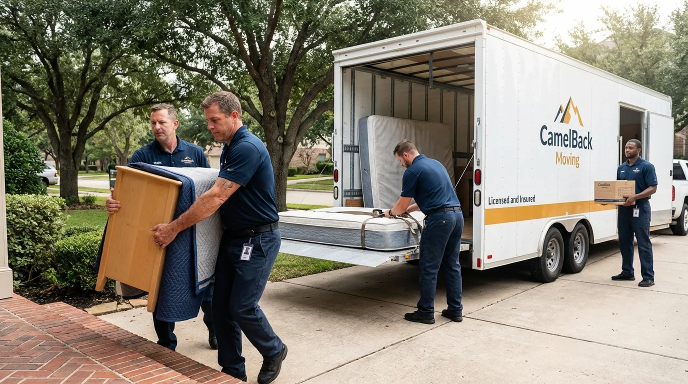 Crew loading residential truck for cross-state move from Gnadenhutten, OH