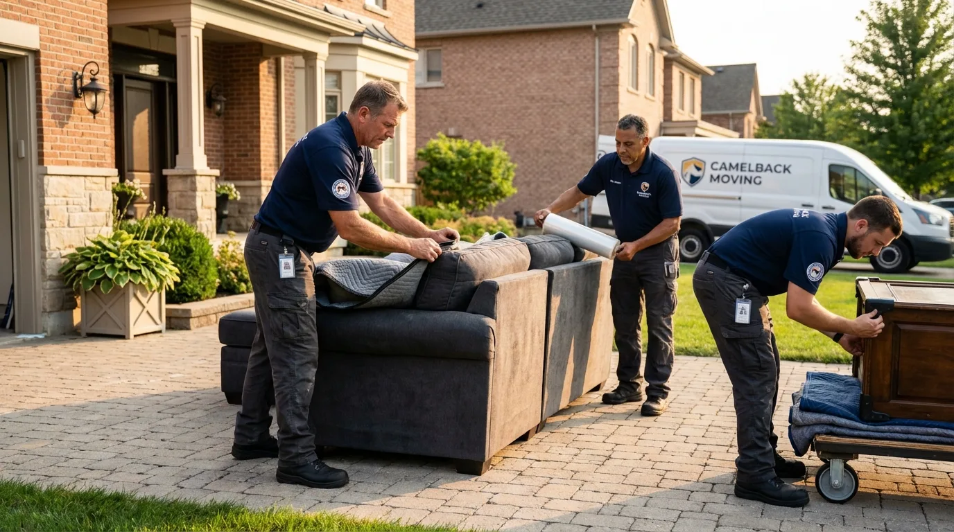 Large estate moving crew wrapping furniture in Gnadenhutten, OH