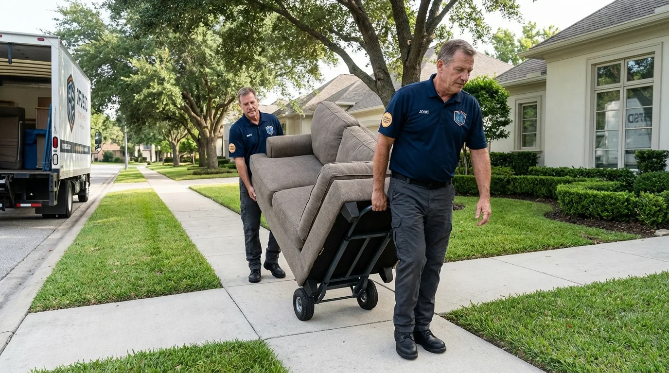 Local residential moving crew loading furniture in Gnadenhutten, OH